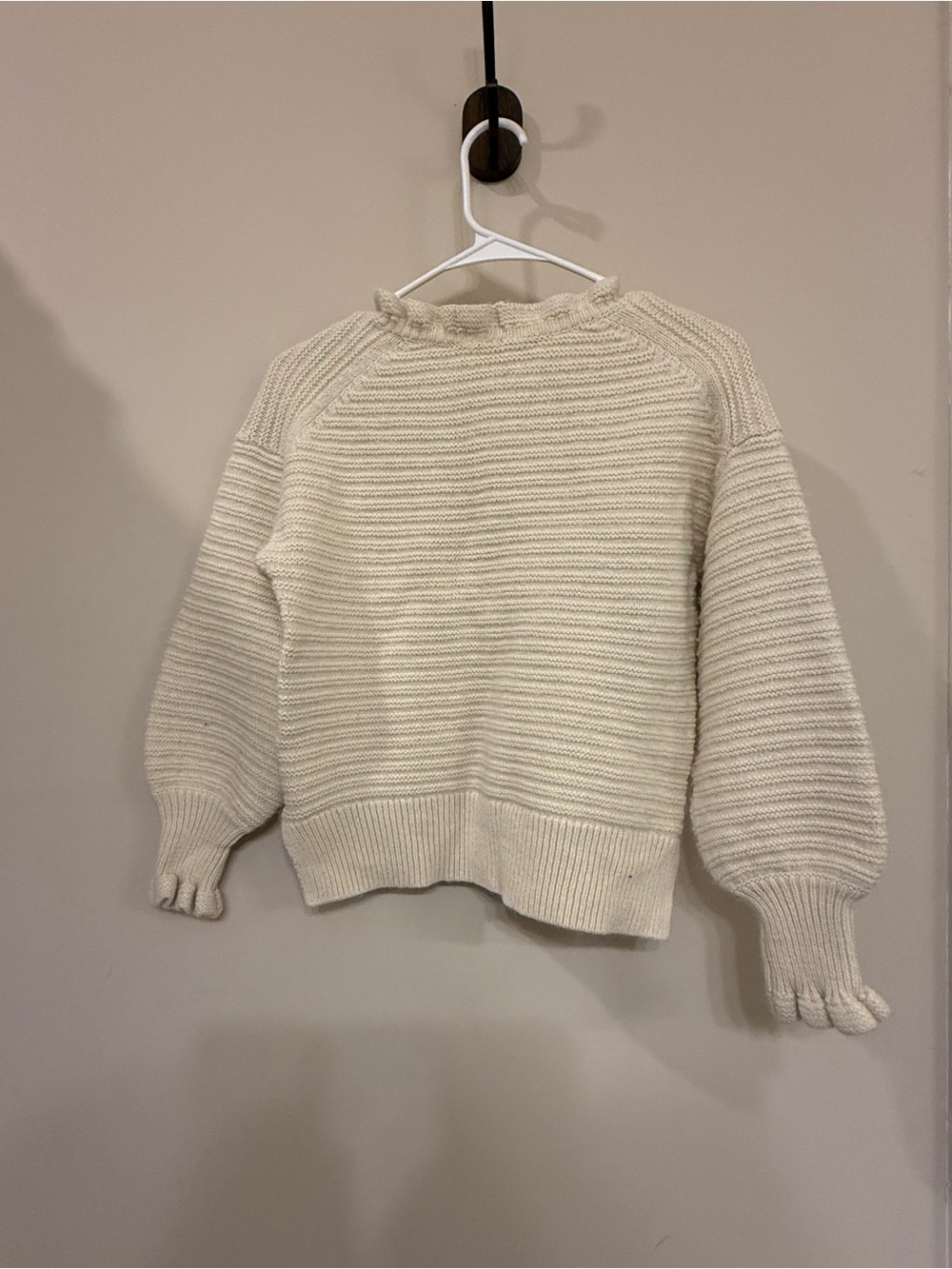 Madewell Cream Ruffle-Neck Ribbed Crew Sweater - Picture 5 of 5